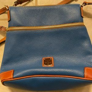 DOONEY & BOURKE Pebble Leather Crossbody Periwinkle Blue 9" - Georgeous!